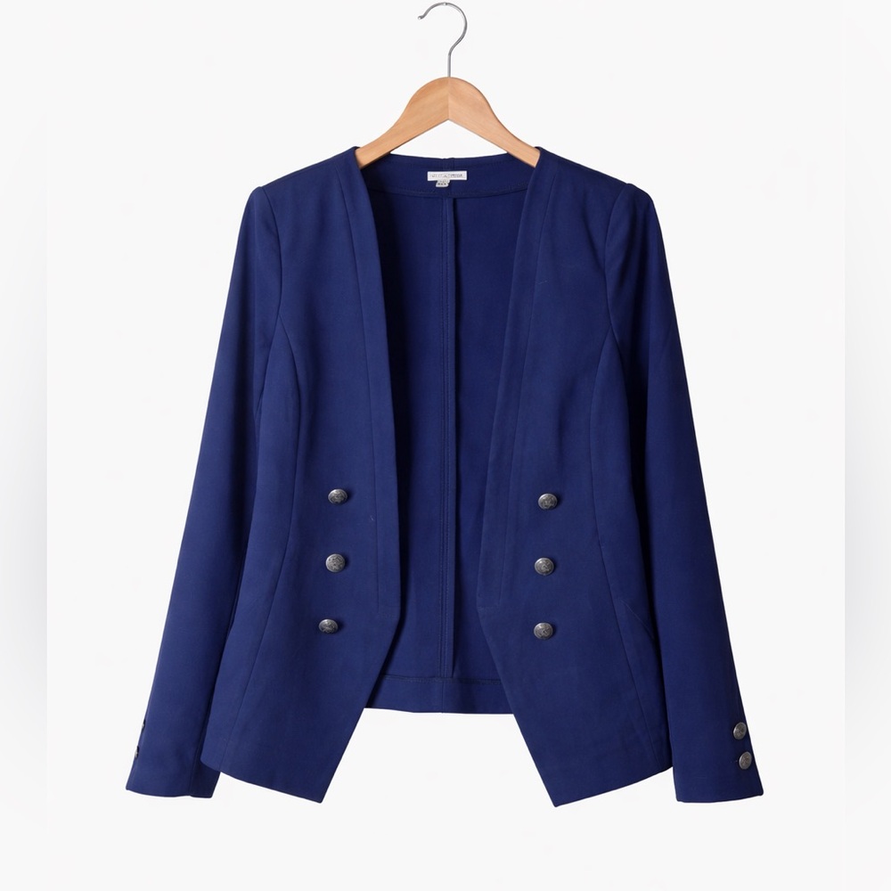 Maison Jules Royal Blue Military Button Blazer Jacket Career Chic Size S